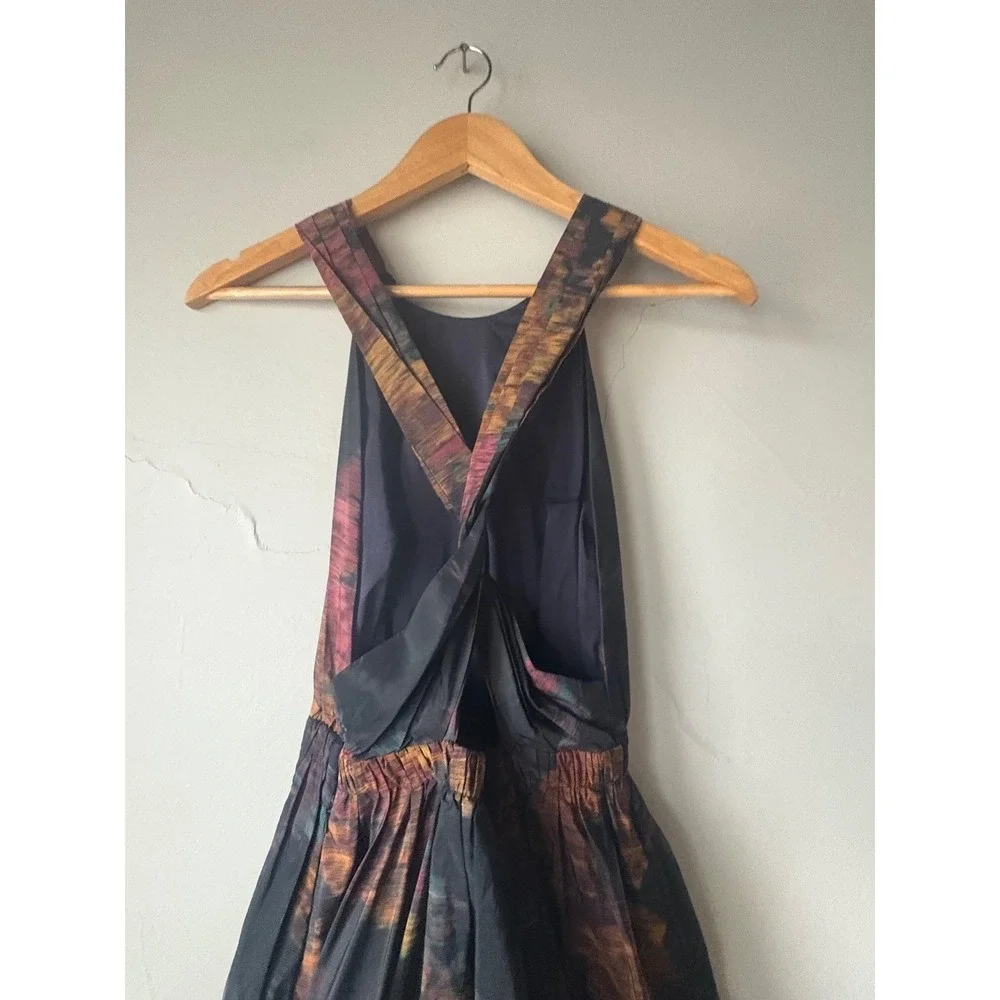 Ulla Johnson Leyna Gathered Printed Taffeta Midi Dress Floral Open Back Size 2 - Picture 13 of 15